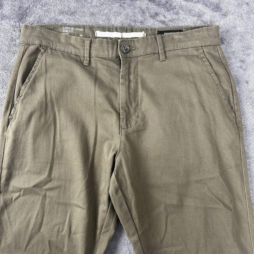 Banana Republic Pants Men's 30x32 Olive Green Lived In Chino Slim Fit Casual NEW